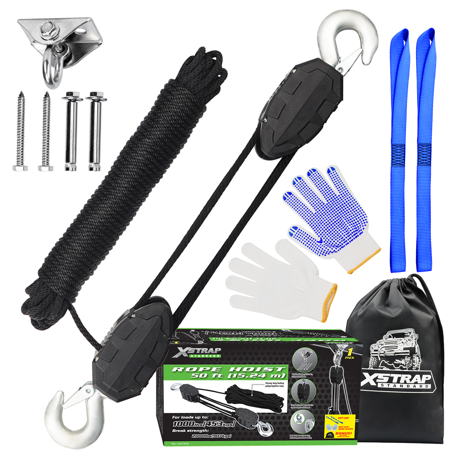 Xstrap AHLT0005 50 Feet Rope Hoist Pulley System 1000LB