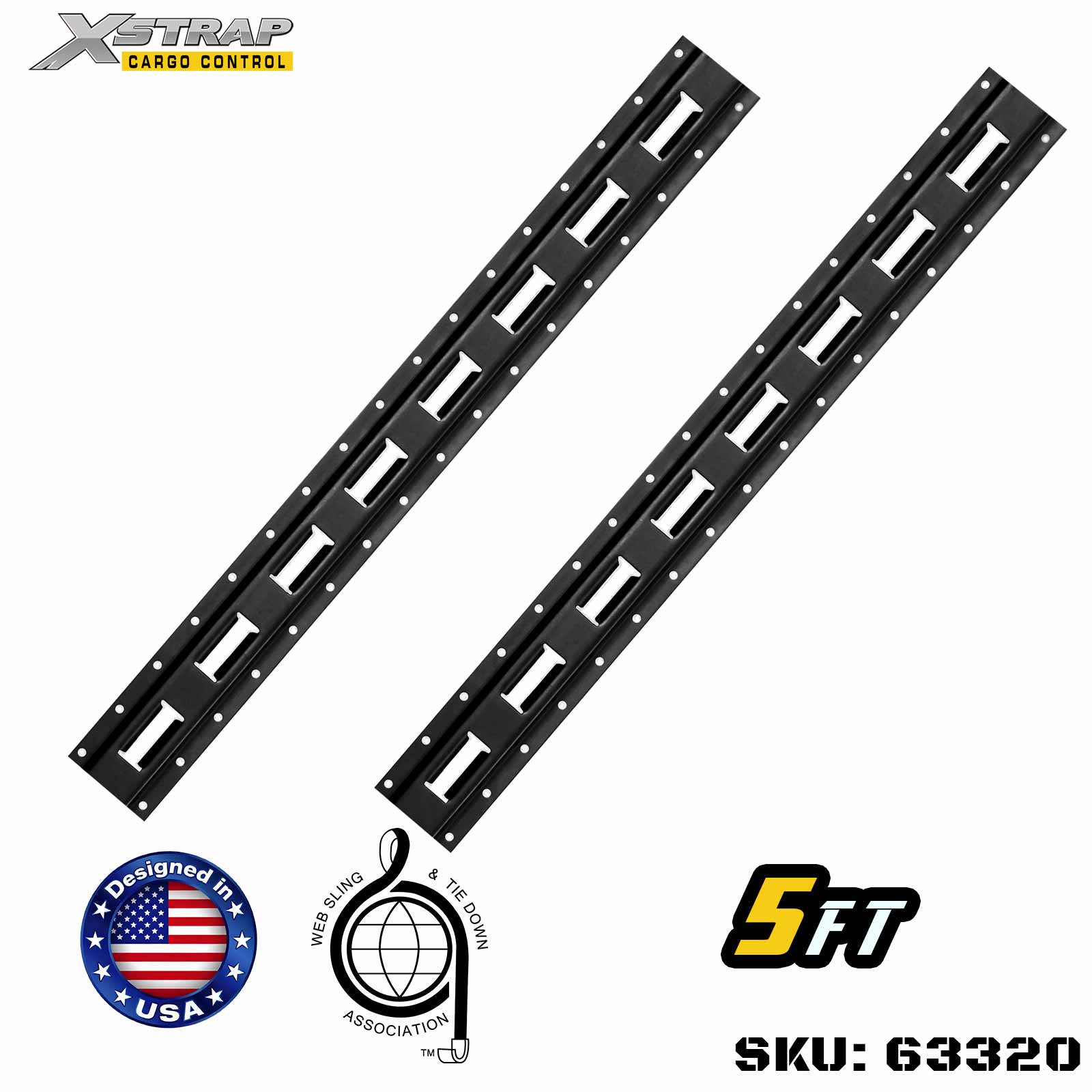 Xstrap 63320 5' Series E Logistic Track-Made na may mataas na grade 12-gauge steel 6000LBS